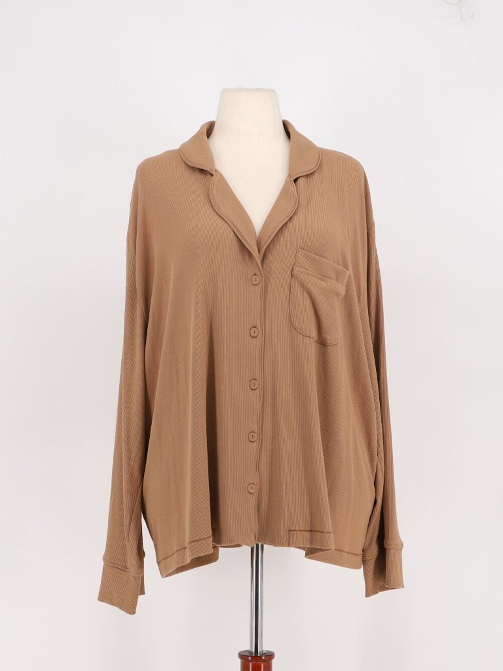 NWT SKIMS Ribbed Pajama Top in Classic Camel Size 3X